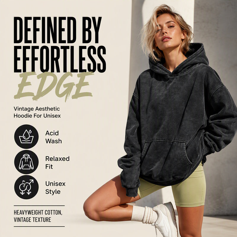 🔥Unisex Casual Oversized Acid Wash Hoodie