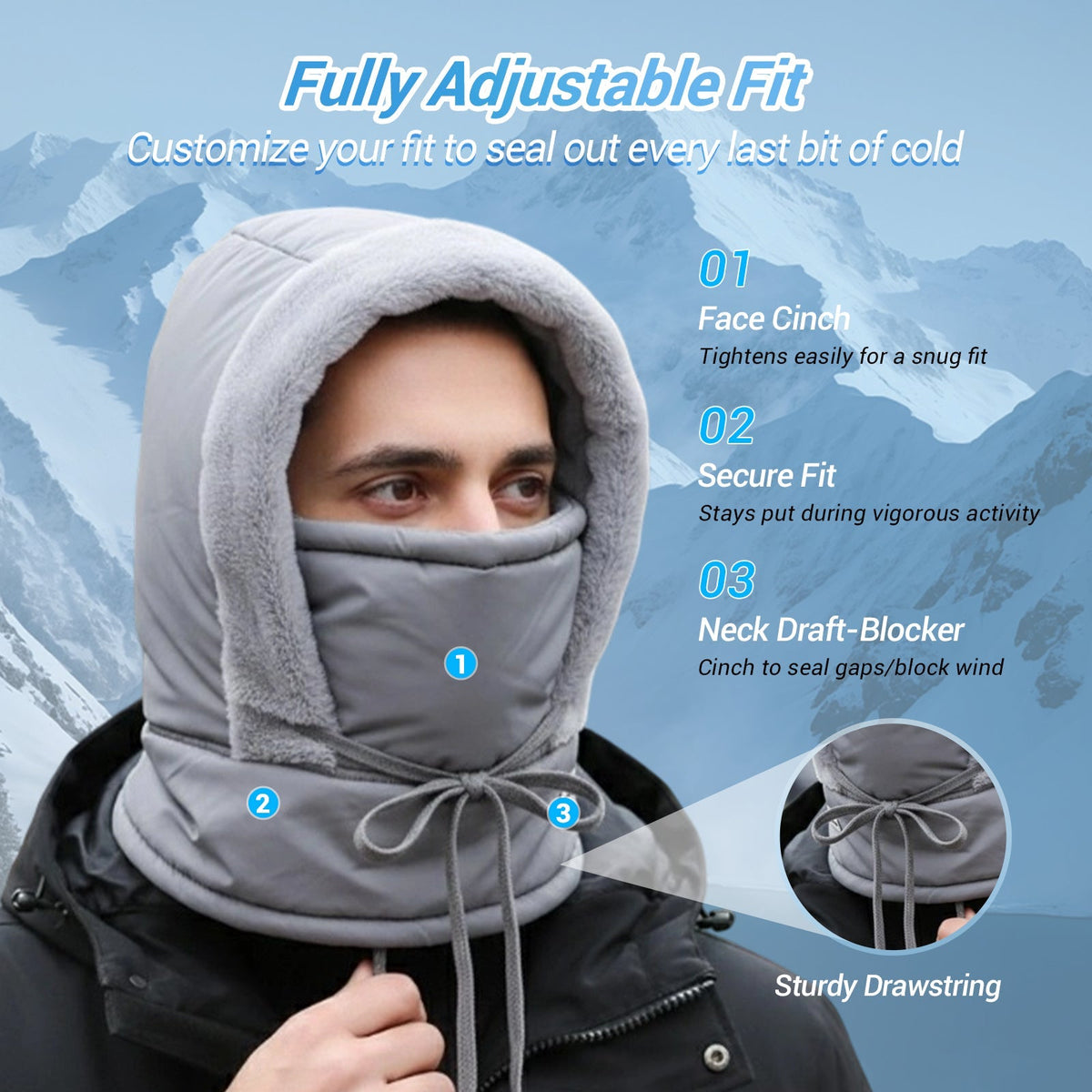 ❄️ 50% OFF | Plush-Lined 3-in-1 Winter Balaclava – Hood, Face Cover & Neck Warmer