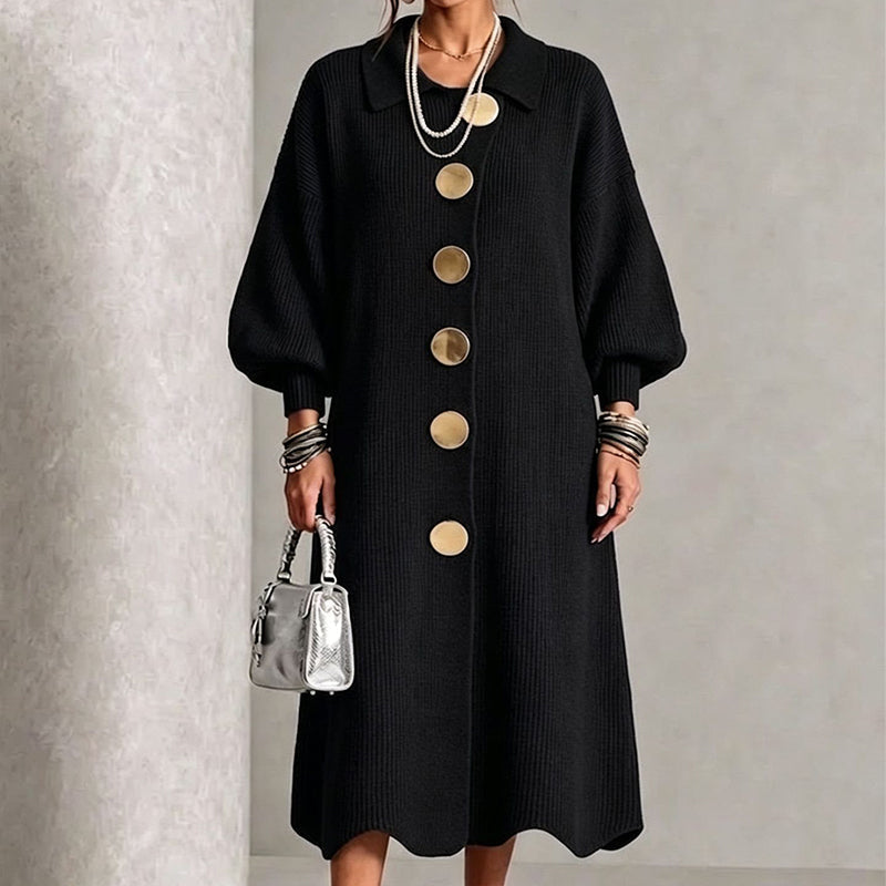 Women's Lantern Sleeve Ribbed Knit Maxi Dress